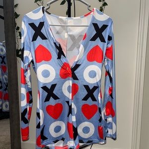XOXO blue pajama onesie